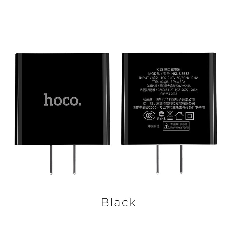 Adaptateur de voyage pour chargeur de prise murale d'alimentation à trois ports USB-A Adaptateur de voyage pour chargeur de prise murale d'alimentation à trois ports USB-A